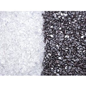 Premium Ladesteine Bergkristall und Entladesteine Hämatit | Mini Trommelsteine 400 gramm (je 200gr) | Chips 6-10 mm Lebensquelle Plus